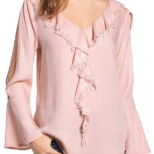 Womens BillyT Split Hem Ruffled Top Size XL